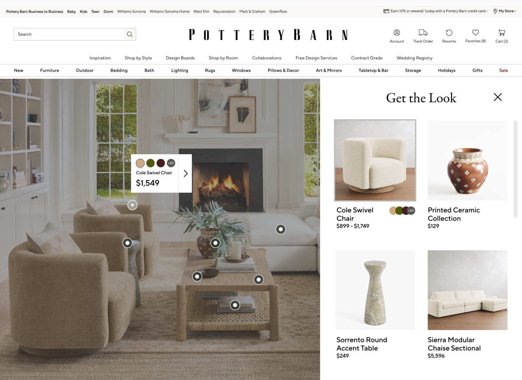 Pottery Barn editorial Shop the Scene module